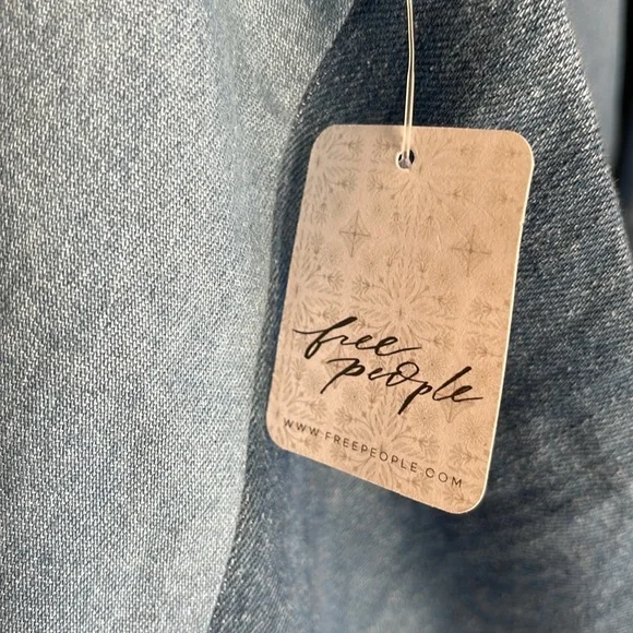 Free People X Tricia Fix repurposed Blue Denim Halter Top